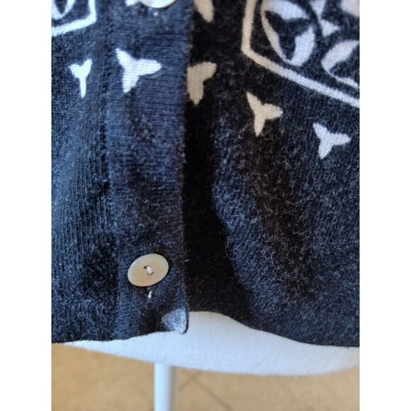 Pierri NY Size Medium  Floral Cream Black Sequin Cardigan Sweater Women Top - Picture 7 of 15